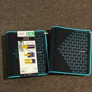 Five Star Black and Teal Triangle Binders